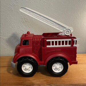 Green Toys brand Red Toy Fire Truck with White Ladder for Kids